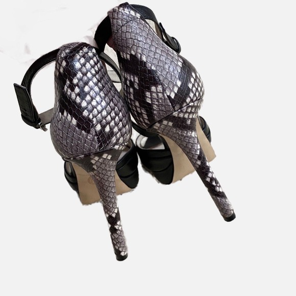Michael Kors Shoes US 7M Strappy High Heel Platforms Open Toe Snakeskin Leather - Picture 7 of 10